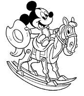 coloriage bebe mickey cheval a bascule